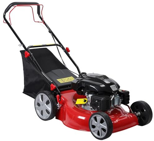 Washranp Rasenmäher 141cc Gas Rasenmäher Selbstfahrender Rasenmäher mit 50L Grasbehälter Big Wheels Push Rasenmäher Rot