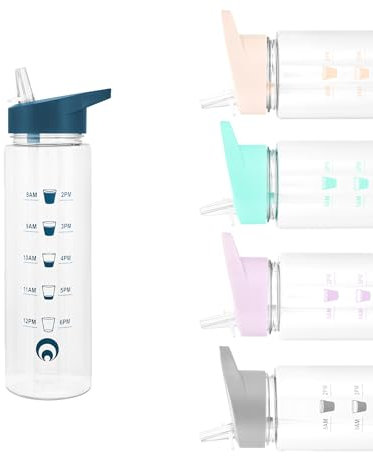 Restore Triton Straw Sipper, Water Bottles with Straw, Race 700ml Flip Top Tracker Bottle, Leak Proof BPA Free Integrated Carry Hook on Lid Design (Navy, 700ml)