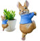 Yeory Garten Ornamente Kaninchen Garten Ornamente Hängende Topf Kaninchen Garten Statuen im Freien Osterhasen Dekorationen Hauswarming Geschenke Blau