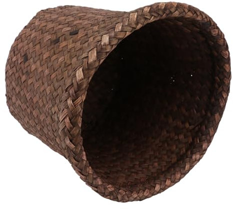 Milisten 1 Pc Panier De Rangement Tissé Panier Cache-Pot Doublure De Panier Suspendu Porte-Fleurs en Rotin Jardinière en Rotin Panier De Jardinière Rond en Jonc De Mer Support D'évier Algue