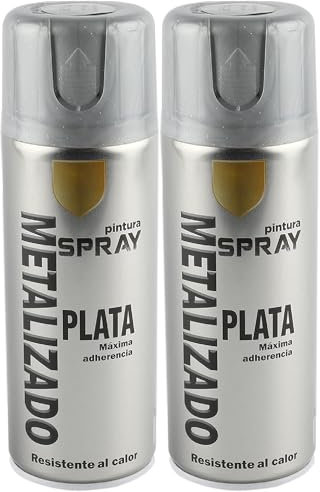 various-Pintura Spray Metalizado Plata Brillo Multicolor Profesional 400ml Adecuado Metal Madera y Plástico Pack de 2 unidad