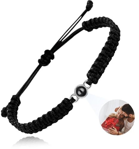 JONZIN Custom Photo Bracelet Personalised Projection Bracelet with Picture inside Valentine's Day Birthday Christmas Anniversary Memorial Gifts for Women/Men (Style D)