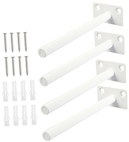 Gadpiparty 4juegos Soportes Ocultos Para Estantes De Escuadras Blancas De Hierro Para Pared Soporte Flotante Resistente Para Baldas De Madera Cocina y Dormitorio