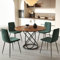 GOLDFAN Ensemble de Salle à Manger avec Table Ronde 120 cm et 4 Chaises en Tissus Confortables, Grande Table 120cm Rond avec Chaise pour 4-6 Personnes (4, Vert foncé)
