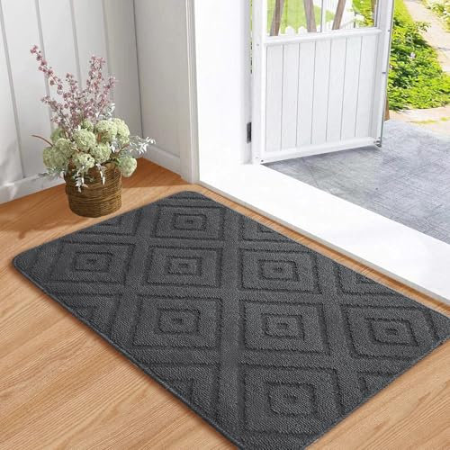 Aoxisicoo Innen Schmutzfangmatte,rutschfeste Fußmatte, badematte,Wasserdicht und robuster Schmutzfänger für Eingang, Haustür, Patio, Außentürmatte, waschbar fussabstreifer, 80x120cm,Dunkelgrau