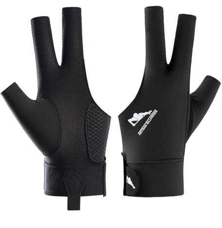 Snooker Handschuhe, Billiards Billard Handschuh, Billiard Pool Cue Glove, rutschfeste Poolhandschuhe, Verstellbare Poolhandschuhe, Geeignet für Pool-Spiele, Snooker(linke Hand) (Schwarz, linke Hand)