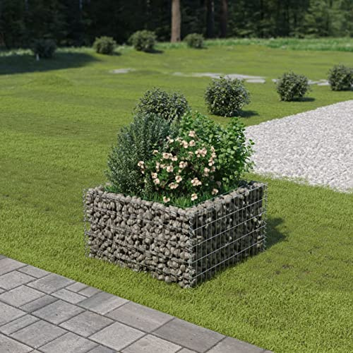 Festnight Gabionen Hochbeet Metall Gabionenkorb Steingabione Hochbeete für Garten Balkon Terrasse Pflanzkorb Steinkorb Ziergabione Pflanzkasten Pflanzkübel Blumenkasten 90x90x50 cm