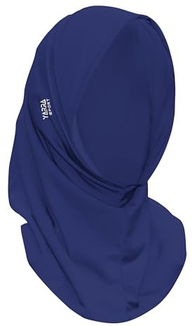Yarrasport Hijab Sport Hijab zum Anziehen, Hijab Burkini Damen Muslim Khimar praktisch und stylisch Schleier Damen Muslim für Sport Hijab Damen, marineblau, One size