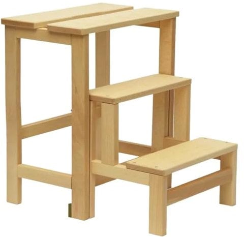 LoviStore Sgabello 'Ribaltina' in Legno Grezzo, Seduta, Scala, Sedile, Sedia, Compatto, Multiuso, Pratico e Versatile da Utilizzare in Casa, Ufficio, Salvaspazio e Funzionale 36 x 42 x h 57 cm