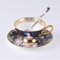 SnamicE Vajilla Vintage de Porcelana China Creativa Dorada, consulte la Imagen Principal, con Cuchara, Elegantes Tazas y platillos Tazze, Taza de té de Porcelana China, Juego,