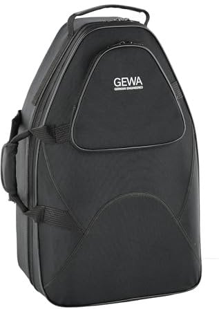 Gewa Waldhornkoffer Symphony für Waldhorn mit abnehmbaren Schallstück, Nylongewebe, Fiberglaskern, inkl. Rucksackriemen, individuell einstellbare Innenaustattung, Zubehör- und Notentasche, Schwarz