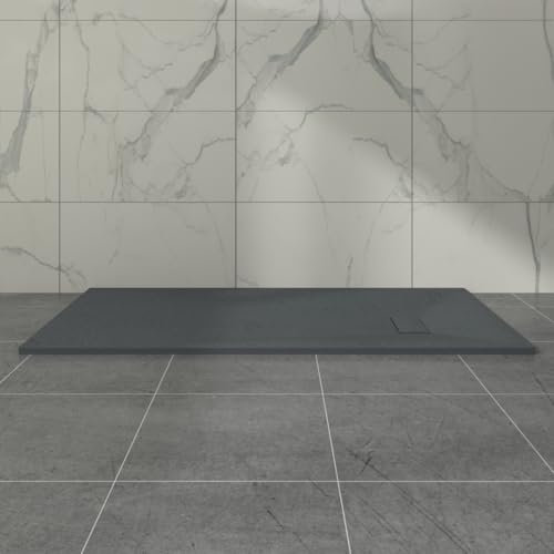 Aquariss Anthracite SMC Slate Effect Shower Enclosure Tray Rectangular Wetroom Shower Base 1700x800mm