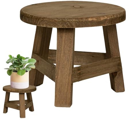 Plant Holder Table | Wooden Potted Plant Support Stool - Indoor Riser, Round Table for Study Room, Balcony, Entryway, Living Room