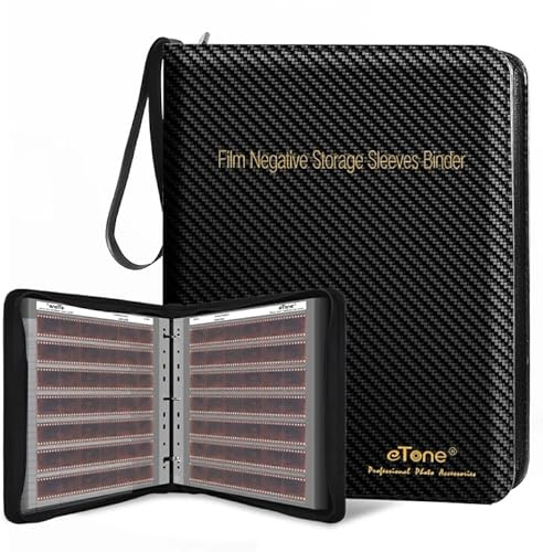 eTone Filmnegativ-Aufbewahrungsalbum, 33,4 x 18 x 5 cm, PU-Leder, 50 Hüllen für 35-mm-Filme, Schwarz