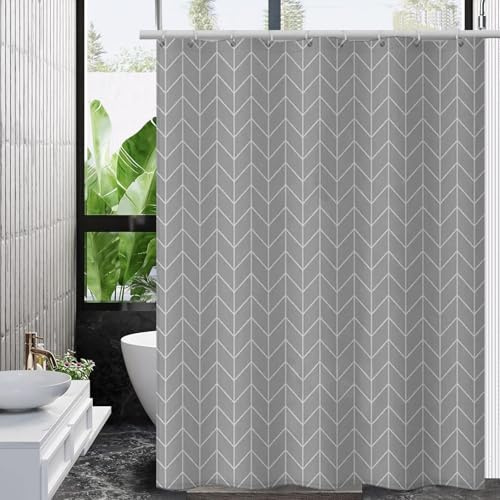 HUIBOHOU Shower Curtain, Mould Proof and Mildew Resistant Washable Bathroom Curtains, Shower Curtain for Bathroom, Bath Curtains with Hooks (Mixed Grey, 180 * 180cm)