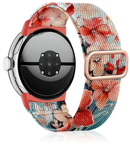 Zspoly Nylon Armband Kompatibel mit Google Pixel Watch 2/1/3 4 (41 mm)/4 3 (45 mm), Stoff Verstellbares Dehnbare Ersatzarmband für Männer/Frauen