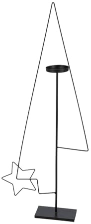 GILDE Kerzenleuchter Star in Tree - Metall - Schwarz Matt - Sternmotiv - Tannenbaum - Höhe 106cm x Breite 48cm