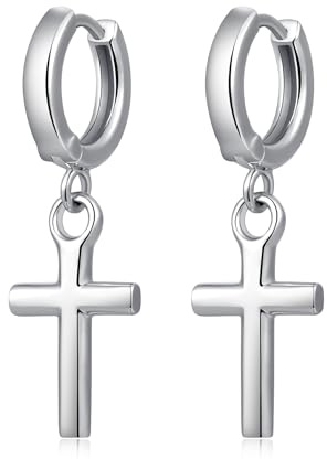 ZDaoBen Kreuz Ohrringe 925 Sterling Silber Kreuz Hängend Ohrhänger Christlicher Religiöser Schmuck Geschenke für Damen Herren