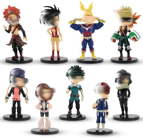 Heartsking 9 Pcs Anime Action Figures, Hero Figures Cake Toppers Toys Figure Set Cake Decorations Party Decorations Birthday, Collection Model for Fans Boys Girls Children