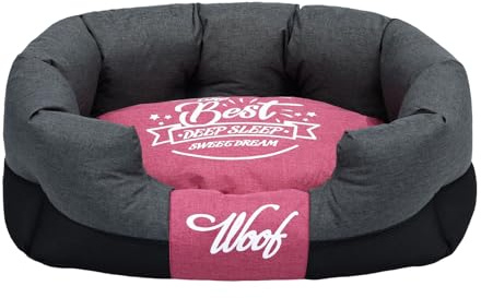 Odot Panier Chien Lavable, Lit pour Chat Chien Rond Confortable Fond Antidérapant Imperméable Coussin Doux et Moelleux pour Animaux de Compagnie (Gris Rose,S)