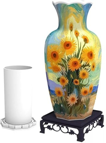 3D-Puzzle-Vase for Erwachsene, Van Gogh-Sonnenblumen-Kunstdesign, DIY-Vase, mit Sockel, berühmtes Gemälde, Heimdekoration, Einweihungsgeschenk