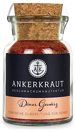 Ankerkraut Döner, Gewürzzubereitung, Döner Kebap für zuhause, mit Knoblauch, Chili, Cumin, Meersalz und Paprika edelsüß, 90 g im Korkenglas