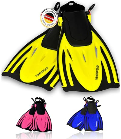 AQUAZON Alicante Verstellbare Flossen, Schnorchelflossen, Taucherflossen, Schwimmflossen für Kinder und Erwachsene zum Schnorcheln, Schwimmen, Farbe:Yellow, Größe:32/37