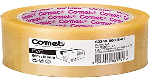Tesa Comet Nastro Adesivo Comet per Imballi Trasparente Misure 66M X 50Mm, Multicolore, 4042448837561