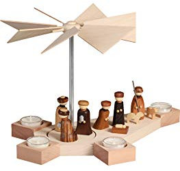 Seiffener Volkskunst moderne Teelichtpyramide Octogonum, Christi Geburt 16402 Neuheit 2018