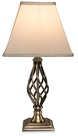 Lighting Supermarket Kingswood Barley Twist Square Base Traditional Table Lamp - Antique Brass