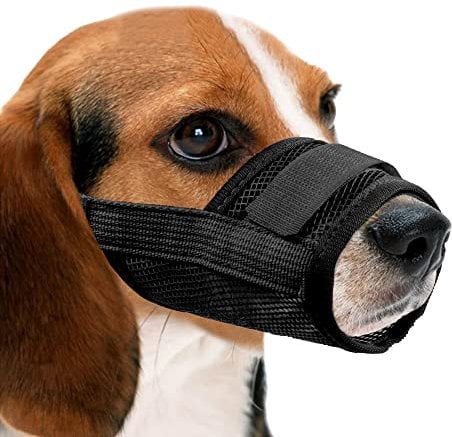 YAODHAOD Hunde Maulkorb,Nylon-Mesh, atmungsaktiv und bequem,schnell sitzende Hundemündung mit verstellbaren Trägern,erhindert Das Beißen,Kauen Und Bellen(S, Schwarz)