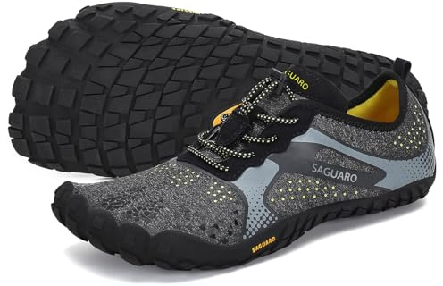 SAGUARO Scarpe Barefoot Minimaliste Uomo Donna Scarpe Multisport per Corsa/Allenamento/Trekking/Trail Running/Palestra - Morbido Comode e Leggere, Metallo Nero, 37 EU
