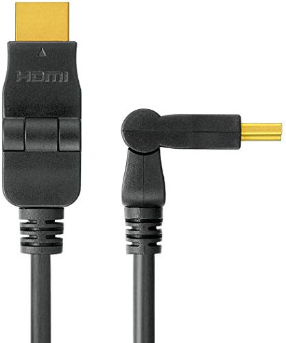 PremiumCord High Speed HDMI Cable 180° Rotatable 10 m Compatible with Video Full HD 1080P, Deep Colour, 3D, Arc, HDR, 10, 2Gbps, Gold-Plated 180° Rotating Connectors, Black