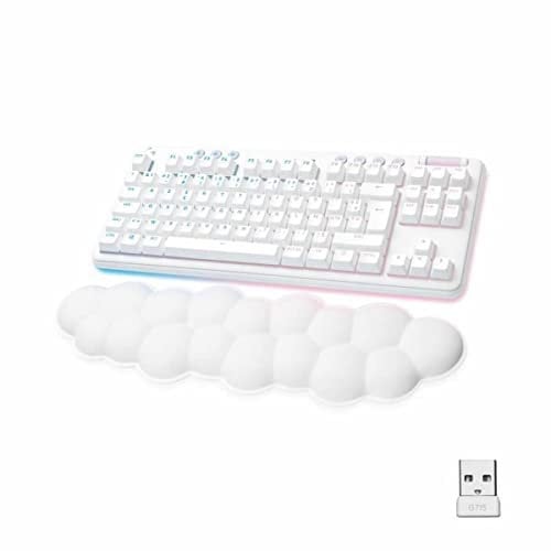 Logitech G715 Mechanical Wireless Gaming Keyboard with RGB Lightspeed, Linear Switches (GX Red) and Wrist Rest for Keyboard Compatible with PC and Mac, French AZERTY - White