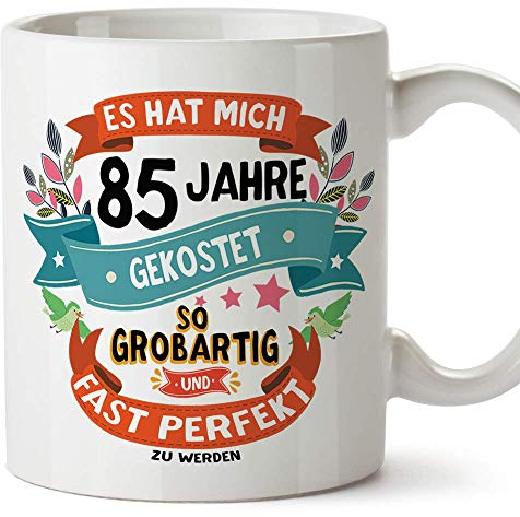 Mugffins Geburtstagstasse 85 Jahre Alt - Becher/Mug als Geschenk zum Geburtstag/Jubiläum - Keramik 350 mL