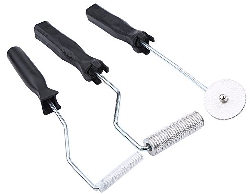 3pcs Rouleau Débulleur, Ensemble de roues à aubes en fibre de verre Fdit outil de rouleau en verre pour résine composite moule moule baignoire réparation bateau pour FRP Elimination de Bulle d’Air