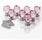 Amoyer 8pcs/set Door Knobs Pink Rose Crystal Glass Cabinet Pulls Handle Drawer Furniture Handle Door Handles with Screws