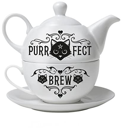 Alchemy England Purrfect Brew - Tea for One Set Unisex Tetera negro-blanco porcelana