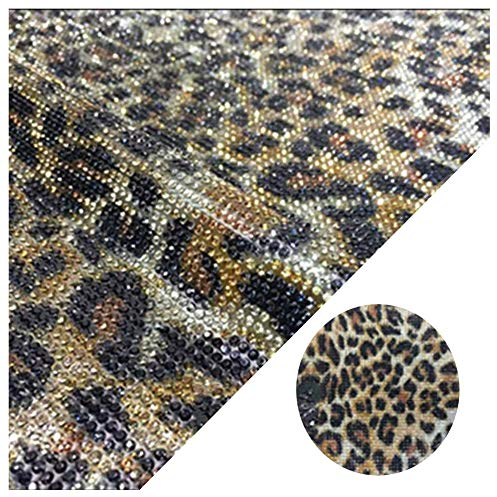 ihreesy 9,4x7,9 Zoll Bling Bling Kristall Strass Aufkleber,Selbstklebend DIY Auto Dekoration Aufkleber Glitter Strass Dekoration Trim Aufkleber für Wand Möbel Tasse Handy Fahrrad,Leopard
