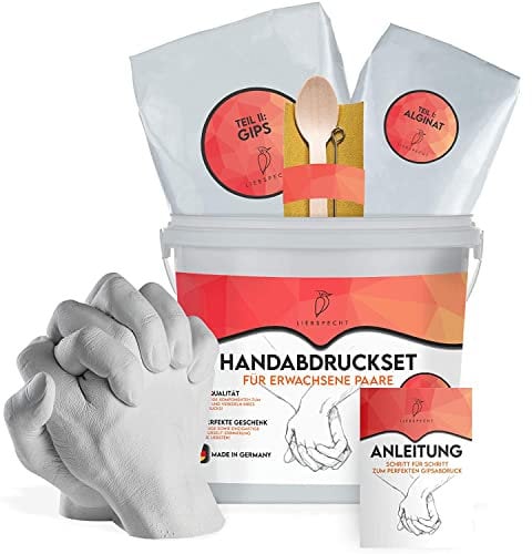 Liebspecht 3D Handabdruckset Für Paare - Hochzeitsgeschenke Für Brautpaar - Gipsabdruck Set Für Jahrestag, Valentinstag Oder Hochzeitstag - Paar Geschenke Frauen - 15 x 20 cm