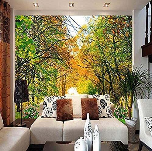 Landschaft Tapeten 3D Fotowände Wandbilder Bäume Pfad Tapeten Für Wohnzimmer Herbstlaub Land Wohnkultur fototapete 3d effekt tapeten Wohnzimmer Schlafzimmer kinderzimmer-350cm×256cm