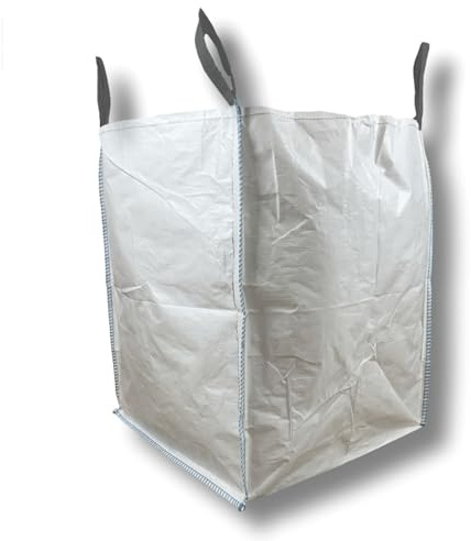 DM-Folien Big Bag 90x90x115cm I 1 Stück I SWL 1.000 kg I Robuster Gartenabfallsack Mit Hebeschlaufen & Auslauf I Packs für Kies & Bauschutt I Abfallsack I Stabil & Unbeschichtet