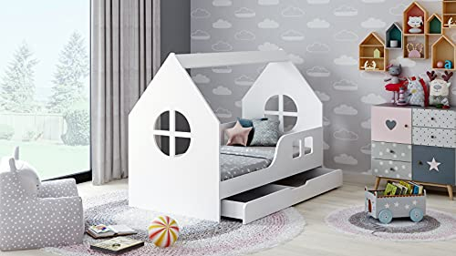 BDW Kinderbett HOUSEBETT MIT SCHUBLADE 160x80 Modernes Design mit sicheren Kanten