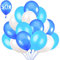 50 Luftballons Blau Weiß Hellblau Ballon 36 cm Partyballon Deko Babyblau Himmelblau Dunkelblau 3,2g. Dekoration fur Geburtstags, Baby Shower, Baby Dusche Party