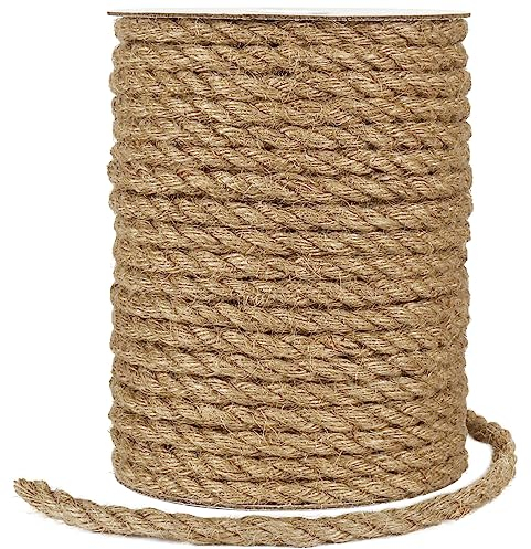 tenn well Corda di iuta da 8 mm, 30 m di spessore, per fai da te, tiragraffi per gatti, giardinaggio, impacchettamento e decorazioni artigianali (marrone)