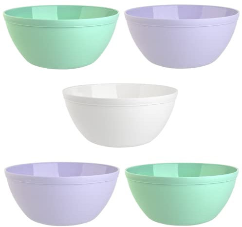 Engelland 5er Set Schalen Müslischalen Dessertschalen Salatschale Suppenschale Reisschale Bowl bunt aus Kunststoff BPA-frei groß 900 ml