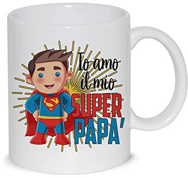 thedifferent Tazza Colazione Mug Relax Io amo il mio super Papà - idea regalo festa del papà Padre compleanno natale