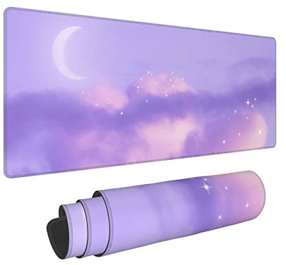 Purple Pastel Clouds Mouse Pad XL Large Gaming Mouse Pad Long Desk Pad Pastel Desk Accessories, 31.5 X 11.8 Inch
