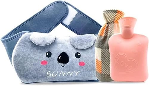 Wärmflasche, Wärmeflasche,Wärmflaschenbezug with Soft Waist Cover,Koala Wärmflasche,Wärmflaschengürtel,Koala Wärmeflasche Gürtel (Grau)