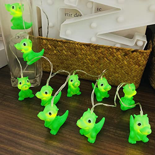 Riaxuebiy Grüne Dinosaurier Lichterkette 1.65M 10LEDs Batteriebetrieben Lichterkette